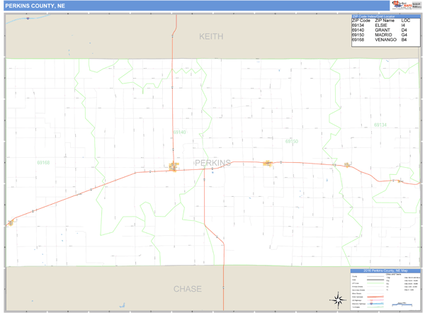 Perkins County, Nebraska Zip Code Wall Map Market Maps (IDI)