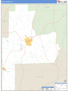 Perry County, Alabama Zip Code Wall Map
