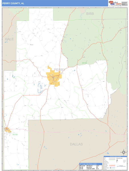 Perry County, Alabama Zip Code Wall Map Market Maps (IDI)