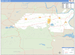 Perry County, Arkansas Zip Code Wall Map
