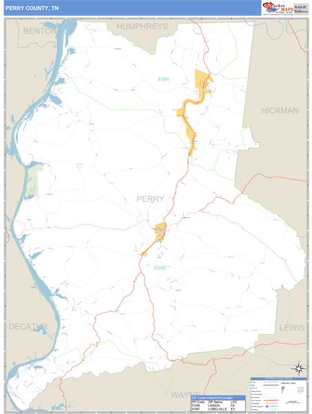 Perry County, Tennessee Zip Code Wall Map Market Maps (IDI)