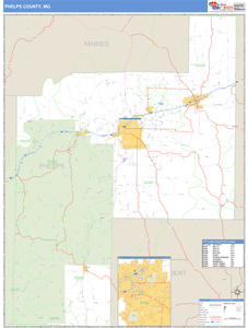 Phelps County, Missouri Zip Code Wall Map