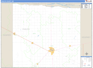 Phelps County, Nebraska Zip Code Wall Map