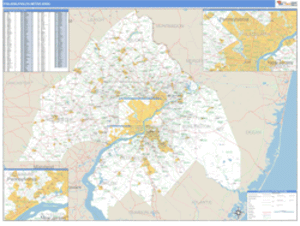 Philadelphia, Pennsylvania Metro Area Wall Map