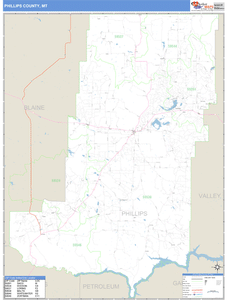 Phillips County, Montana Zip Code Wall Map
