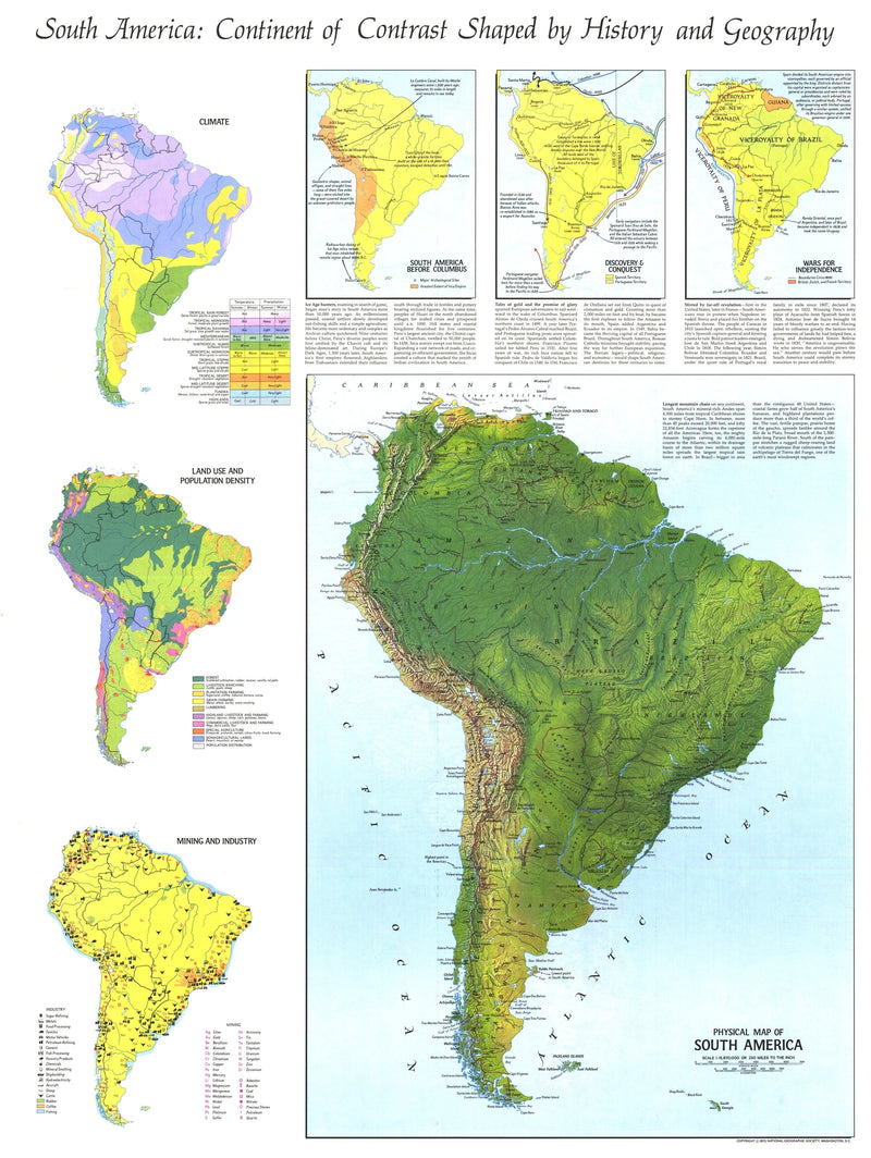 Physical Map Of South America Map 1972 Maps.com