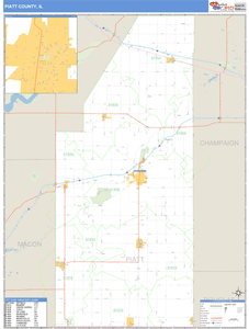 Piatt County, Illinois Zip Code Wall Map
