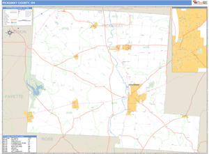 Pickaway County, Ohio Zip Code Wall Map
