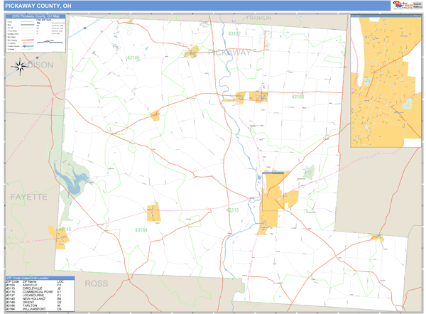 Pickaway County, Ohio Zip Code Wall Map Market Maps (IDI)