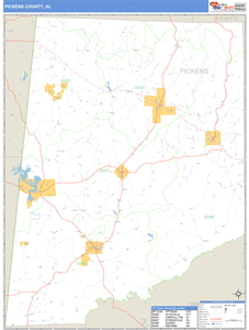 Pickens County, Alabama Zip Code Wall Map