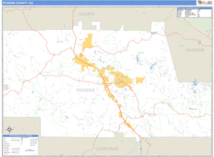 Pickens County, Georgia Zip Code Wall Map