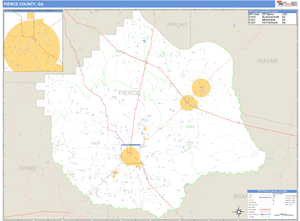Pierce County, Georgia Zip Code Wall Map