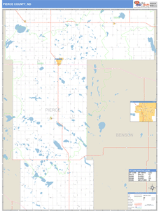Pierce County, North Dakota Zip Code Wall Map