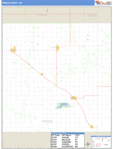 Pierce County, Nebraska Zip Code Wall Map