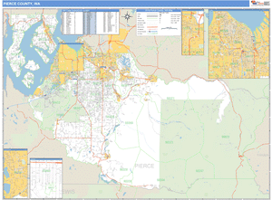 Pierce County, Washington Zip Code Wall Map