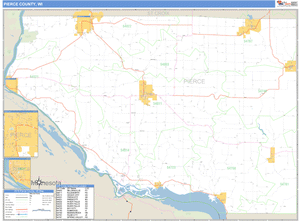 Pierce County, Wisconsin Zip Code Wall Map