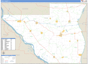 Pike County, Illinois Zip Code Wall Map