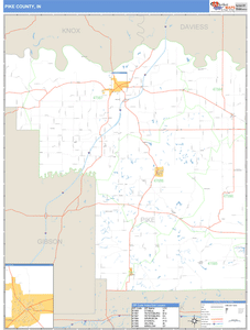 Pike County, Indiana Zip Code Wall Map