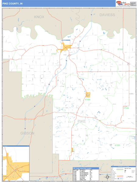 Pike County, Indiana Zip Code Wall Map Market Maps (IDI)