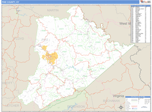 Pike County, Kentucky Zip Code Wall Map