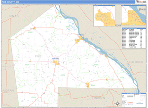 Pike County, Missouri Zip Code Wall Map