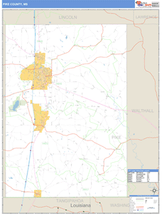 Pike County, Mississippi Zip Code Wall Map