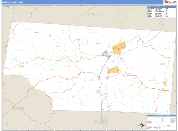 Pike County, Ohio Zip Code Wall Map Market Maps (IDI)