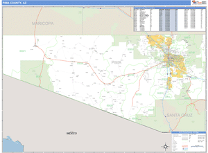 Pima County, Arizona Zip Code Wall Map