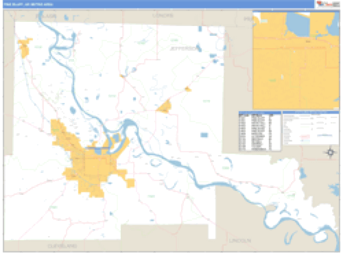 Pine Bluff, Arkansas Metro Area Wall Map Market Maps (IDI)