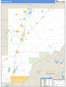 Pine County, Minnesota Zip Code Wall Map