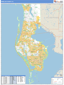 Pinellas County, Florida Zip Code Wall Map