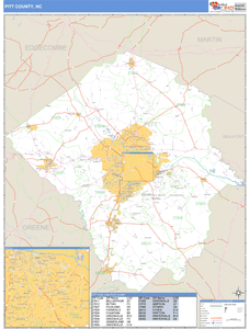 Pitt County, North Carolina Zip Code Wall Map