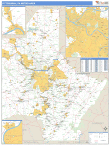 Pittsburgh, Pennsylvania Metro Area Wall Map
