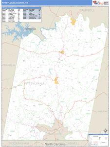 Pittsylvania County, Virginia Zip Code Wall Map
