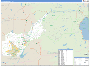 Placer County, California Zip Code Wall Map