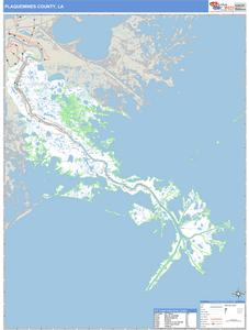 Plaquemines County, Louisiana Zip Code Wall Map