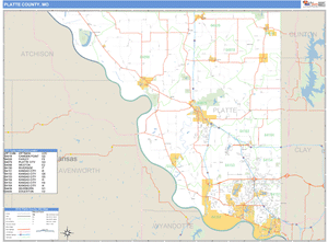 Platte County, Missouri Zip Code Wall Map