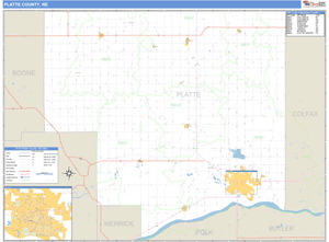 Platte County, Nebraska Zip Code Wall Map