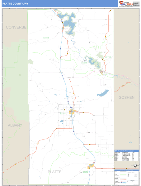 Platte County, Wyoming Zip Code Wall Map Market Maps (IDI)