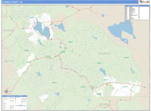 Plumas County, California Zip Code Wall Map