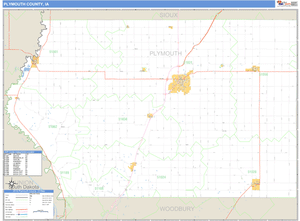Plymouth County, Iowa Zip Code Wall Map