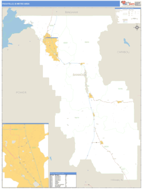 Pocatello, Idaho Metro Area Wall Map Market Maps (IDI)