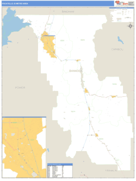 Pocatello, Idaho Metro Area Wall Map Market Maps (IDI)