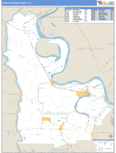 Pointe Coupee County, Louisiana Zip Code Wall Map