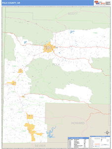 Polk County, Arkansas Zip Code Wall Map