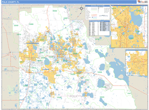 Polk County, Florida Zip Code Wall Map