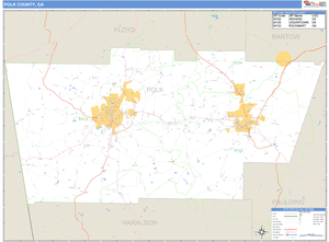 Polk County, Georgia Zip Code Wall Map