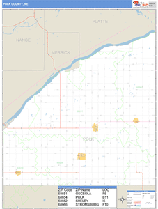 Polk County, Nebraska Zip Code Wall Map