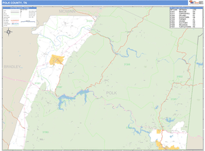 Polk County, Tennessee Zip Code Wall Map