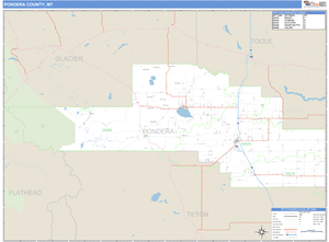 Pondera County, Montana Zip Code Wall Map